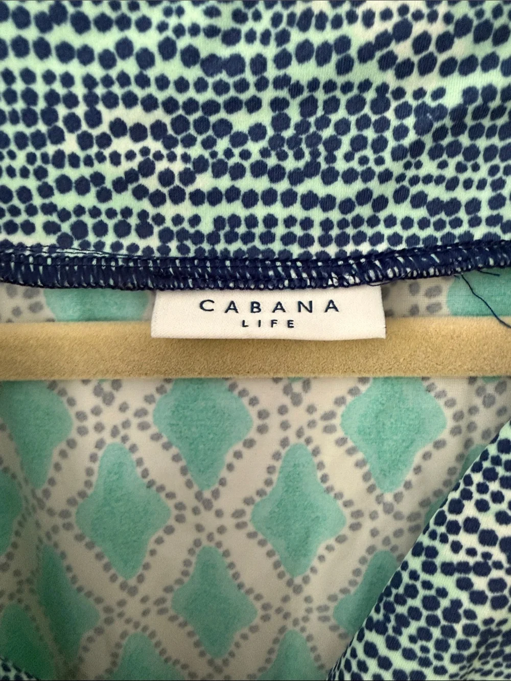 Cabana Life Turquoise and Navy Geometric Swim Coverup Tunic